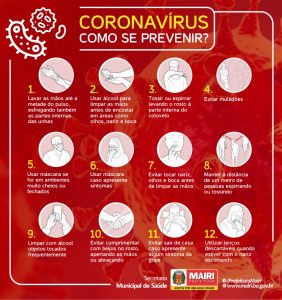 Prefeitura de Mairi reforça cuidados contra transmissão do coronavírus